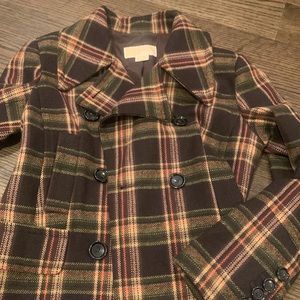Michael Kors plaid wool peacoat - M